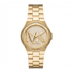 Michael Kors Lennox MK7229 Women's Quartz Watch Gold Pavé Dial Crystal Bezel Steel Bracelet 37mm