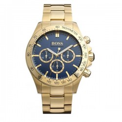 BOSS Ikon 1513340 Men's Chronograph Quartz Watch Blue Dial Gold Stainless Steel Bracelet 44mm BOSS Ikon 1513340 Men's Chronograph Quartz Watch Blue Dial Gold Stainless Steel Bracelet 44mm