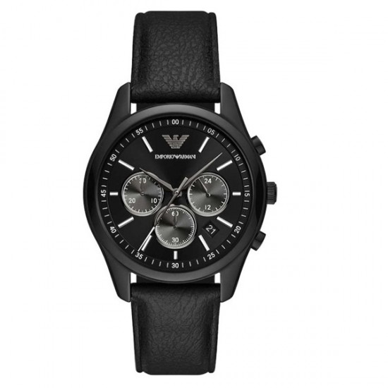 Emporio Armani Antonio AR11583 Men's Chronograph Quartz Watch Black Dial Leather Strap 41mm Emporio Armani Antonio AR11583 Men's Chronograph Quartz Watch Black Dial Leather Strap 41mm