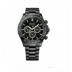 HUGO BOSS Ikon 1512961 Men's Chronograph Quartz Watch Black Dial Black Stainless Steel Bracelet 44mm