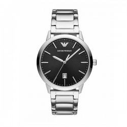 Emporio Armani Ruggero AR11310 Men's Quartz Watch Black Dial Date Silver Stainless Steel Bracelet 43mm