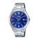 Casio Timeless MTS-115D-2A1V Men's Quartz Watch Blue Dial Sapphire Crystal Silver Stainless Steel Bracelet 41.3mm