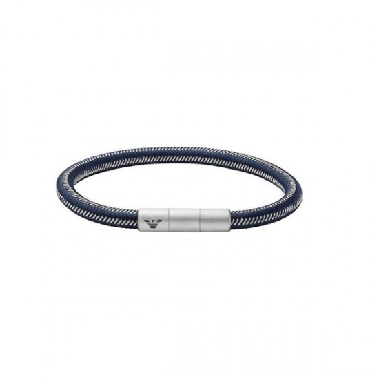 Emporio Armani Key Basics EGS2990040 Men's Navy Blue Nylon Braided Bracelet Magnetic Steel Clasp