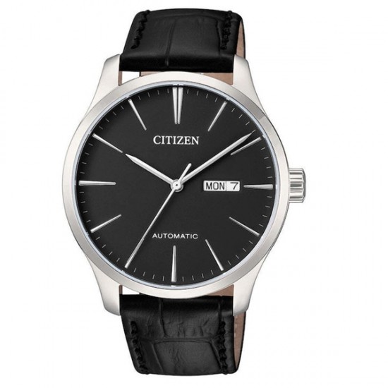Citizen Automatic NH8350-08E Men's Automatic Watch Black Dial Stainless Steel Case Black Leather Strap 40mm