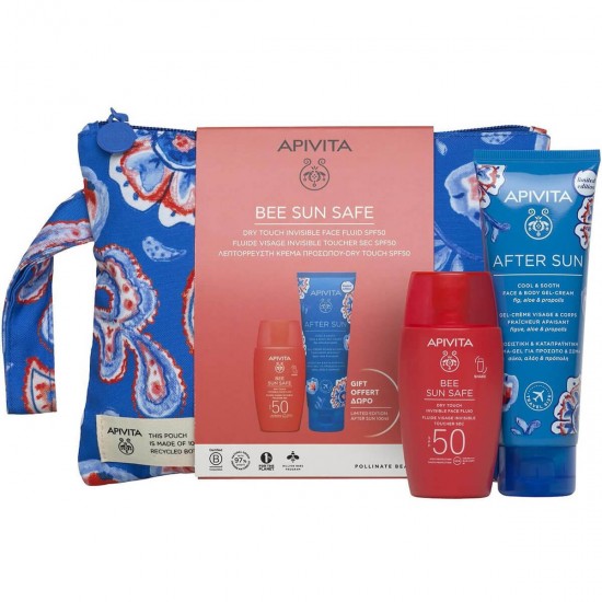 Apivita Bee Sun Safe Dry Touch Invisible Face Fluid Face Sunscreen SPF50 50 ml + After Sun Cool & Smooth Face & Body Gel-Cream 100 ml