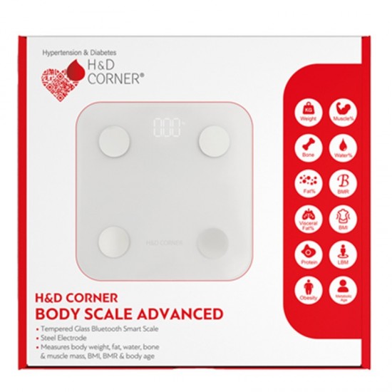 H&D Corner Body Scale Advanced (1 pc.) - White Smart Scale with Lipometer and Bluetooth