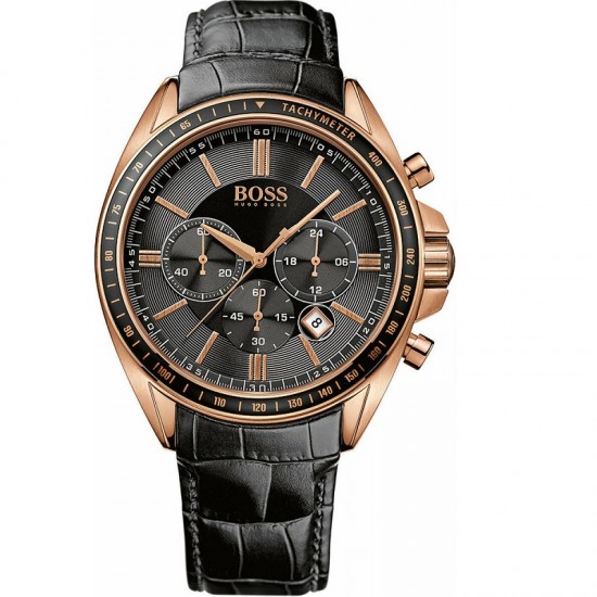 Boss Driver1513092,  Men's Watch 44mm Chronograph Battery with Black Leather Strap
