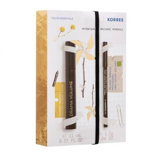 Korres SET Drama Volume No1 Black Mascara Extreme Volume 11ml & Volcanic Minerals Long Eye Pencil No1 Black 1.2g