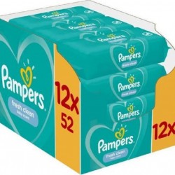 Pampers Fresh Clean Baby Wipes with Fragrance 624 Pieces (12x52 Pieces)