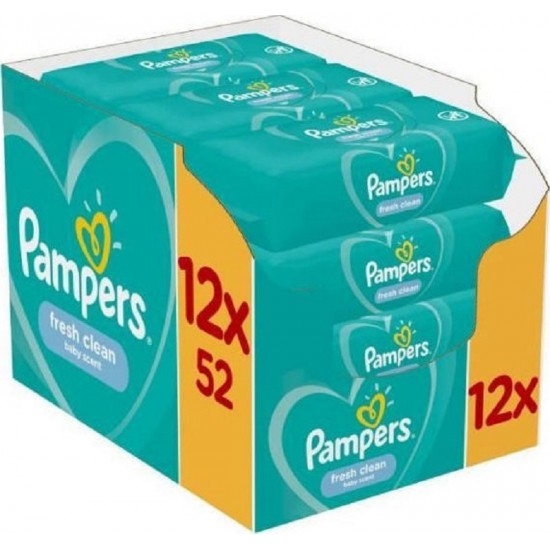Pampers Fresh Clean Baby Wipes with Fragrance 624 Pieces (12x52 Pieces) Pampers Fresh Clean Baby Wipes with Fragrance 624 Pieces (12x52 Pieces)