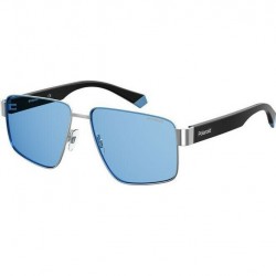 Polaroid PLD6121/S KUF/C3 Unisex Sunglasses Silver Frame Light Blue Polarized Lenses 58mm Polaroid PLD6121/S KUF/C3 Unisex Sunglasses Silver Frame Light Blue Polarized Lenses 58mm