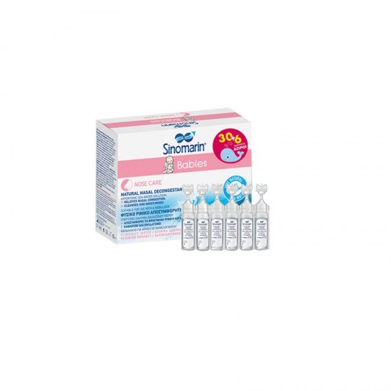 SINOMARIN Babies 100% natural nasal decongestant, 30 + 6 ampoules x 5ml