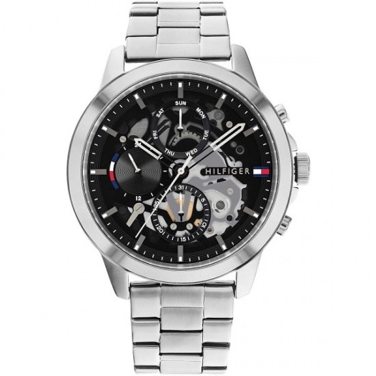 Tommy Hilfiger Henry 1710477, Men's Watch 44mm Chronograph Battery with Silver Metal Bracelet