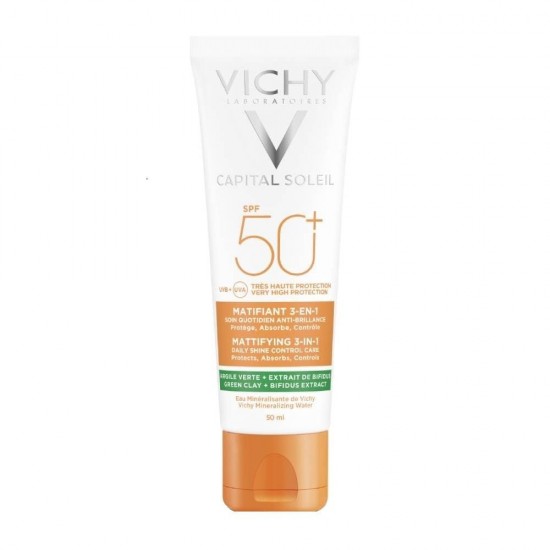 Vichy Capital Soleil Matte Face Cream 3 in 1 for Daily Glow SPF50+ 50 ml Vichy Capital Soleil Matte Face Cream 3 in 1 for Daily Glow SPF50+ 50 ml