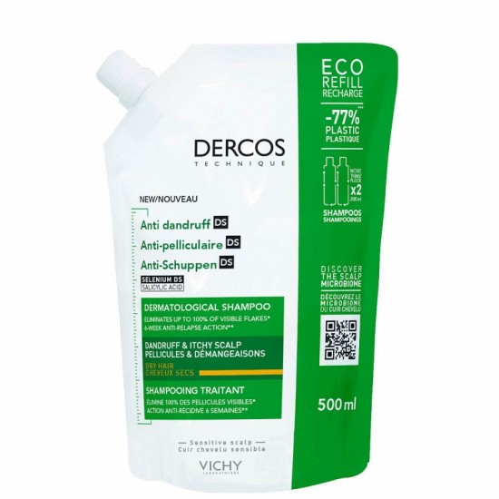 Vichy Dercos Anti-dandruff Shampoo for Dry Hair Eco Refill 500 ml Vichy Dercos Anti-dandruff Shampoo for Dry Hair Eco Refill 500 ml