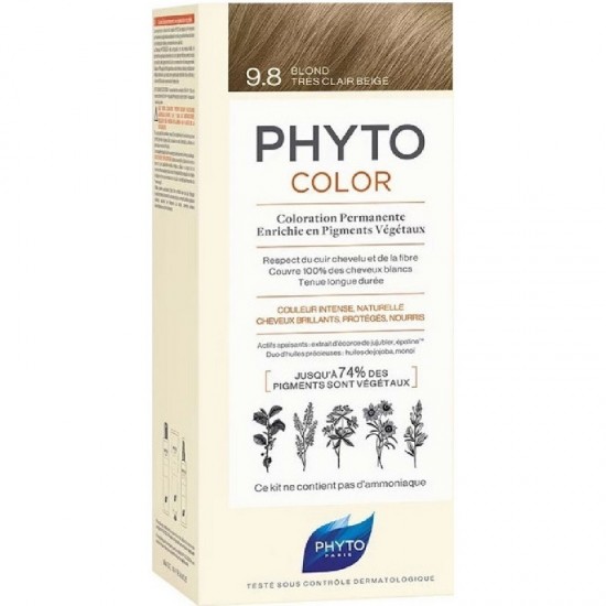 Phyto Phytocolor Hair Dye 9.8 Very Light Blonde Beige, 50ml
