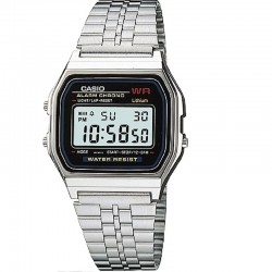Casio Digital Alarm Chrono Stainless Steel Watch A159WA-N1DF for Men