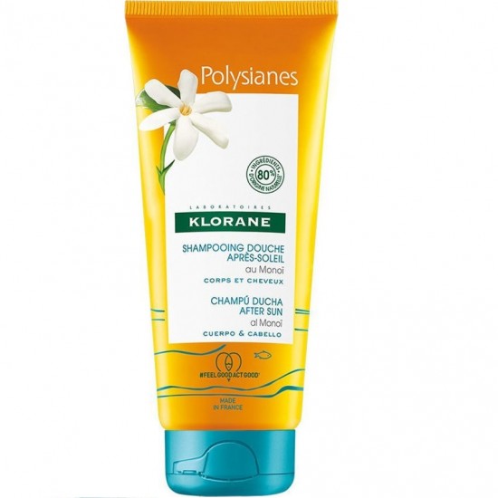 After Sun Shampoo for Hair + Body, Klorane Polysianes, with Organic Tamanu & Monoi 200 ml