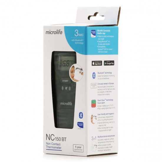 Microlife digital forehead thermometer for babies with infrared rays, black