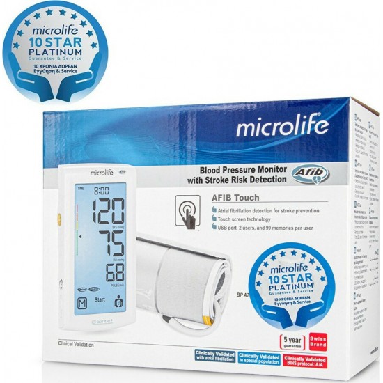 Microlife BP A7 Touch AFIB digital upper arm blood pressure monitor with arrhythmia detection Microlife BP A7 Touch AFIB digital upper arm blood pressure monitor with arrhythmia detection